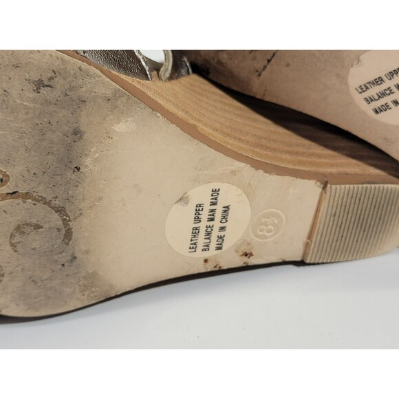 HHP Women's Size 8.5 Seychelles Silver Leather Strappy Wedge Heels Shoes Pumps‎ - Picture 11 of 11